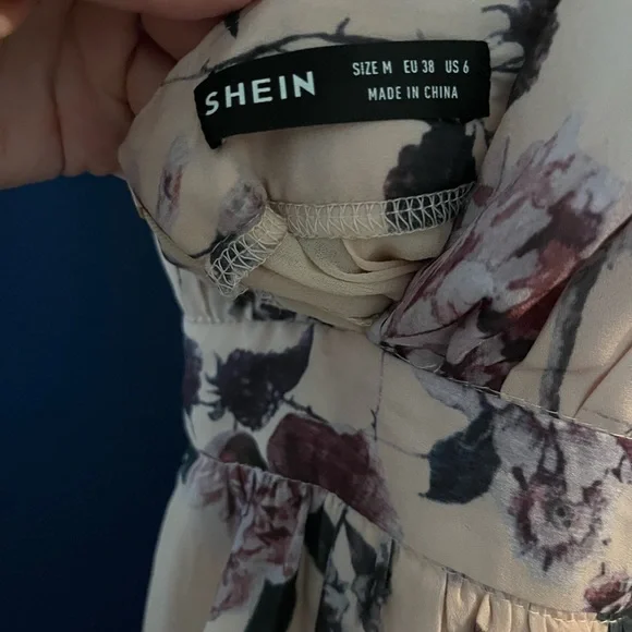 SHEIN Cream/Apricot and Purple Floral Dress - Picture 3 of 5